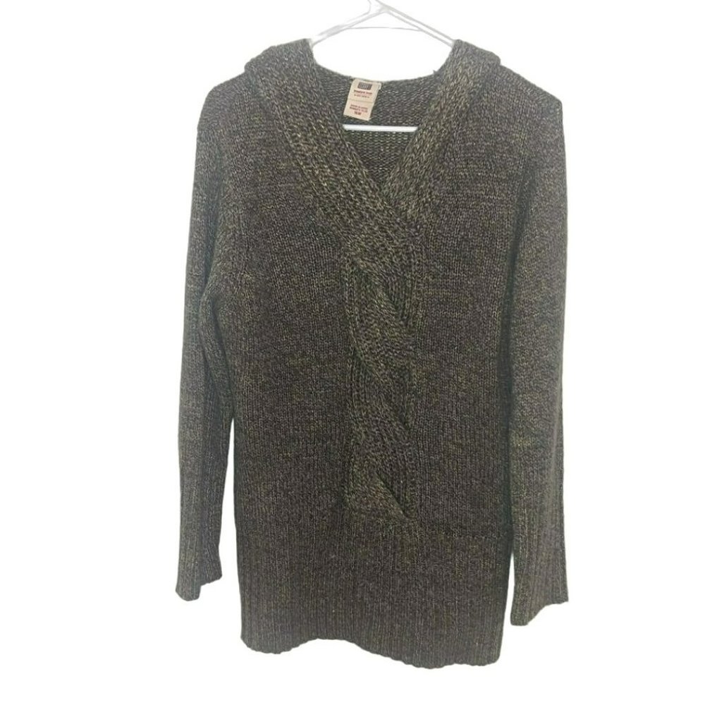 Faded Glory Womens 16W Brown Hooded Ribbed Sweater (Runs Smaller)